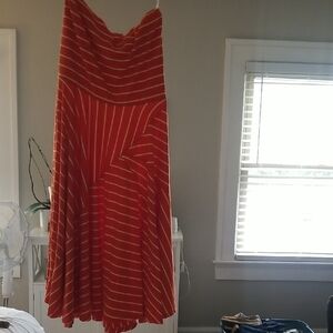 Maurices Orange Maxi A-Line Skirt Asymmetrical Pleated